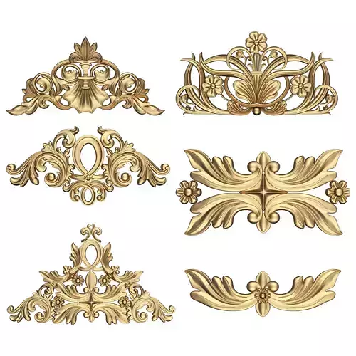 Collection of Carved Plaster Molding Decorations 02