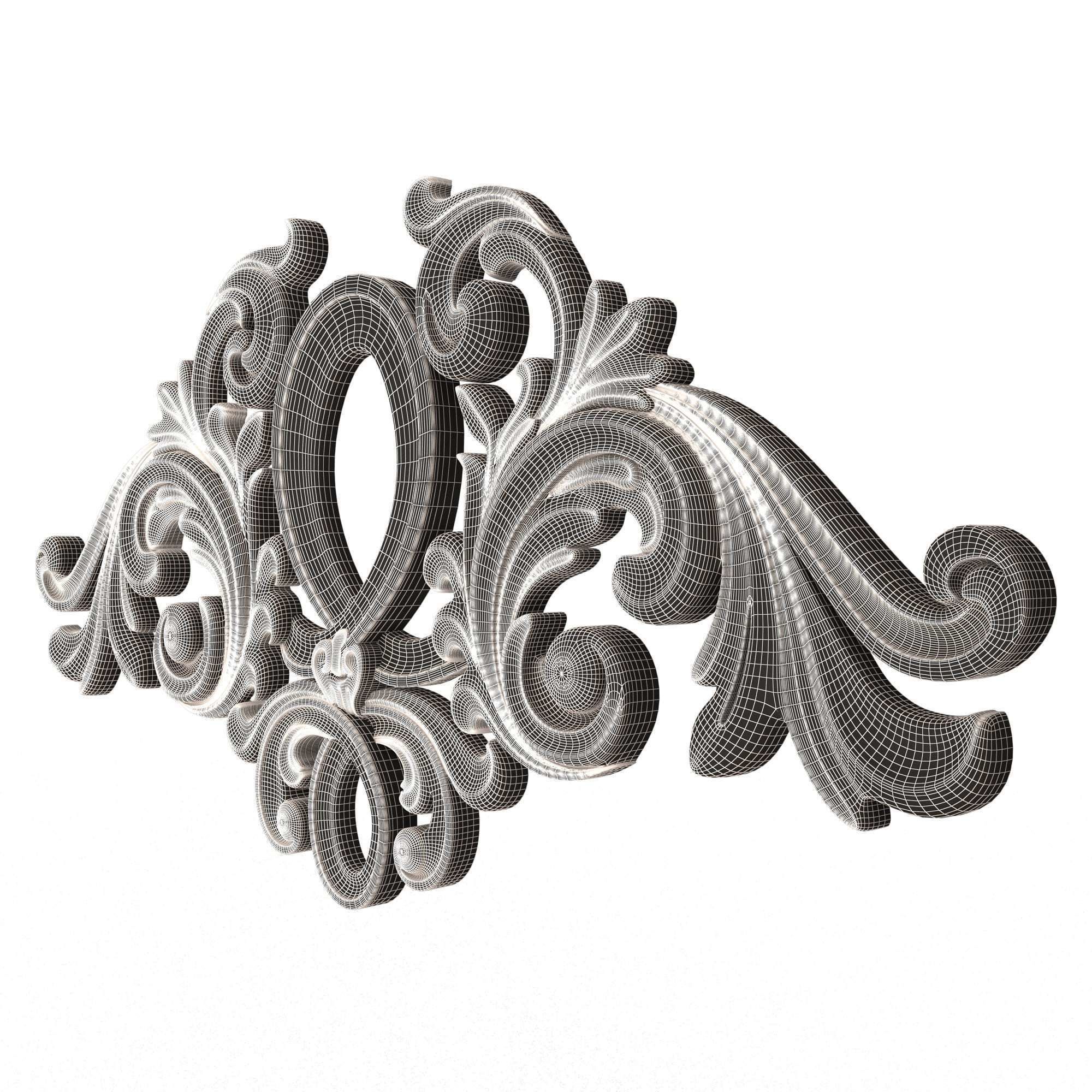Collection of Carved Plaster Molding Decorations 02 Low-poly 3D model_42
