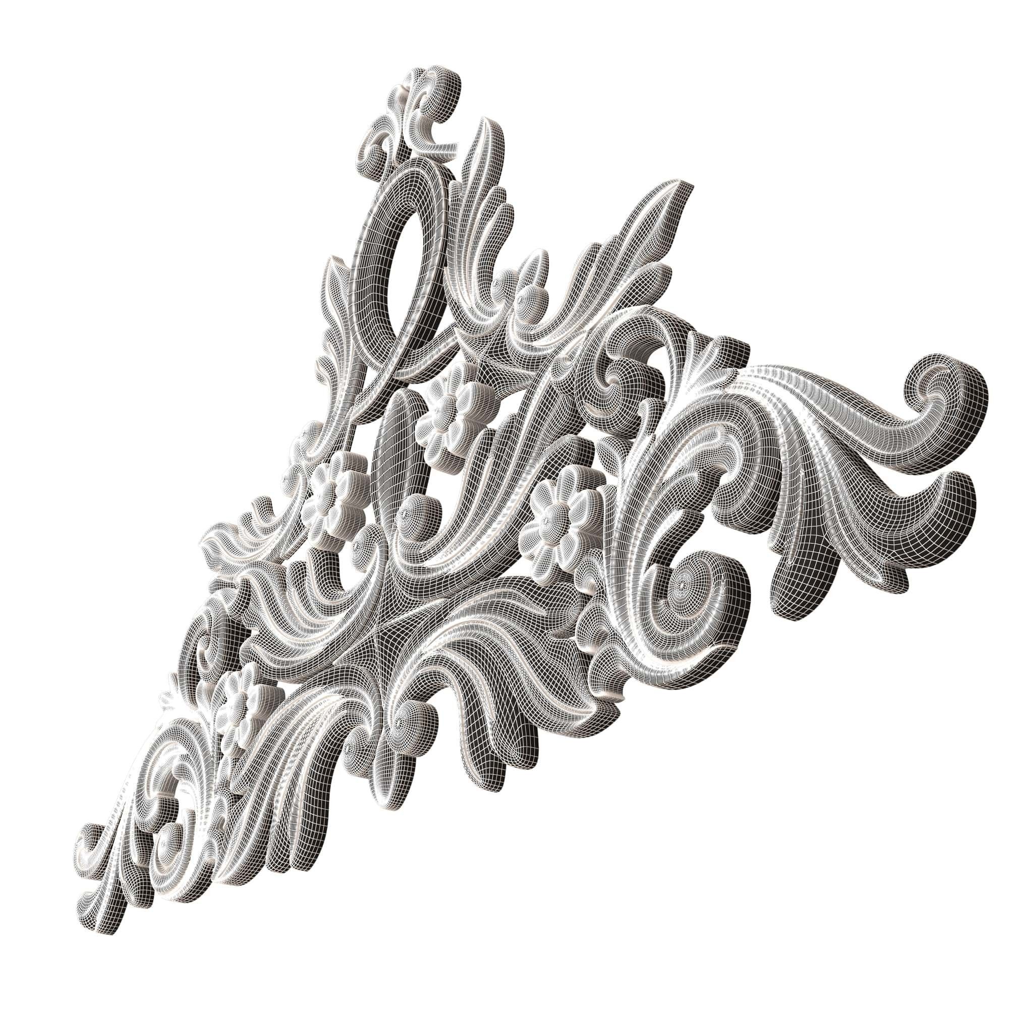Collection of Carved Plaster Molding Decorations 02 Low-poly 3D model_63