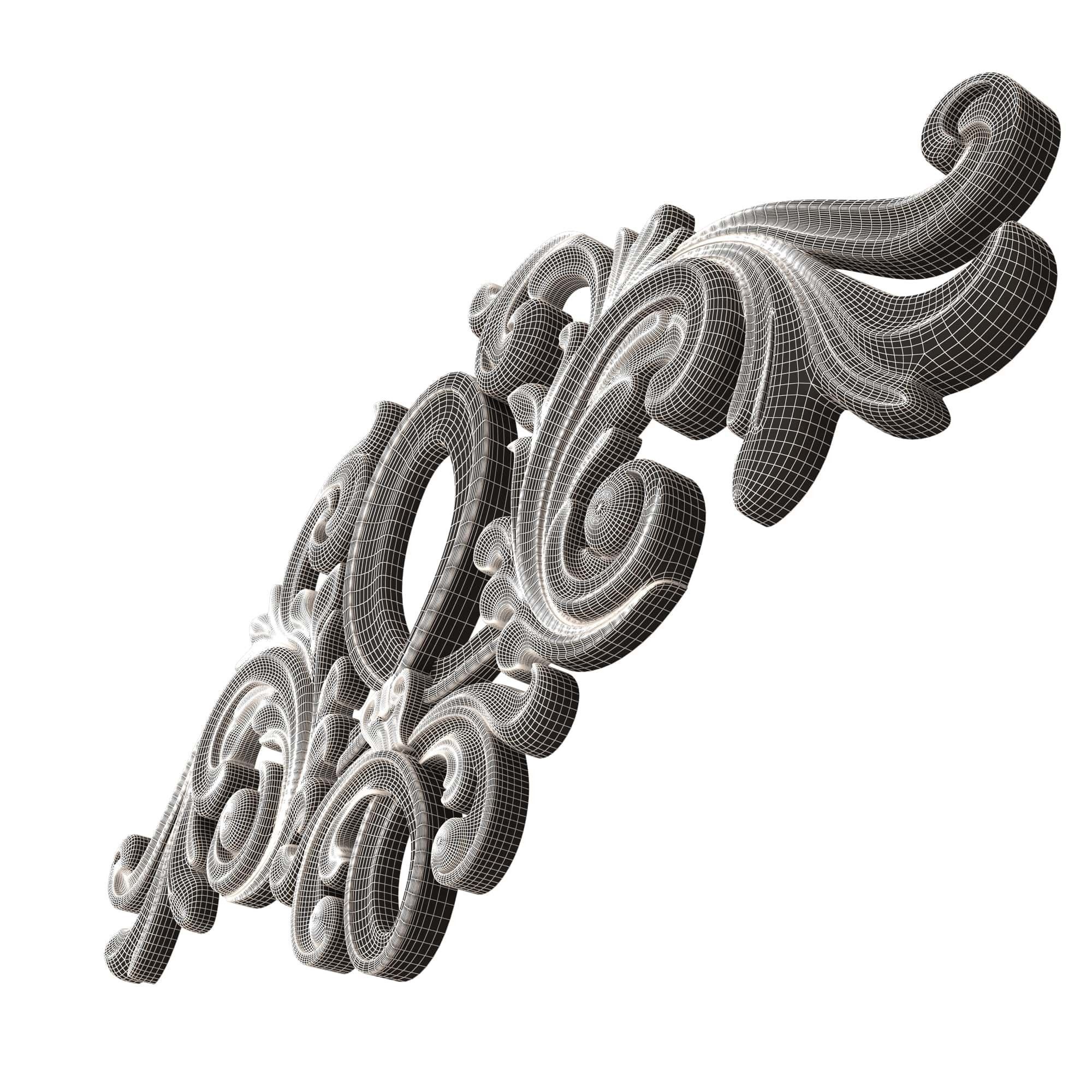 Collection of Carved Plaster Molding Decorations 02 Low-poly 3D model_43