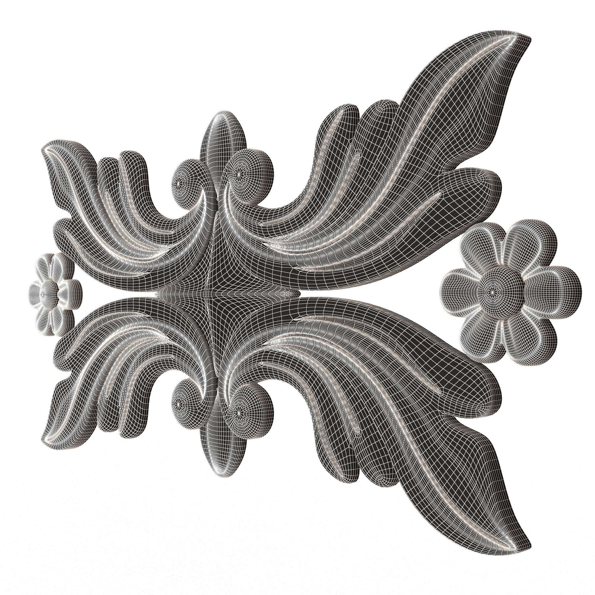 Collection of Carved Plaster Molding Decorations 02 Low-poly 3D model_49