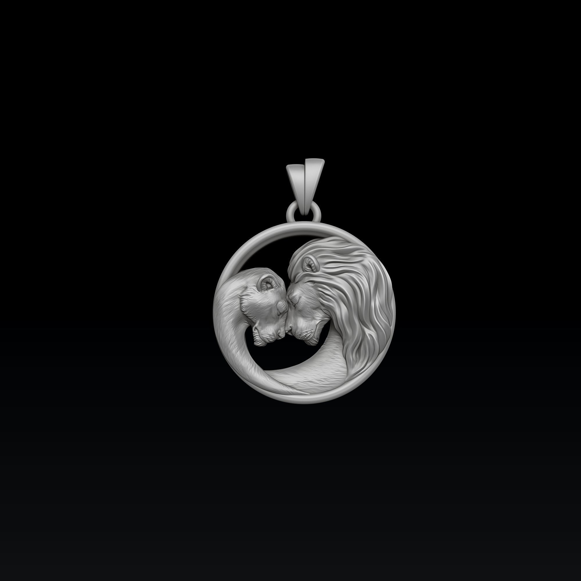 Lion Lioness Pendant 3D print model_6
