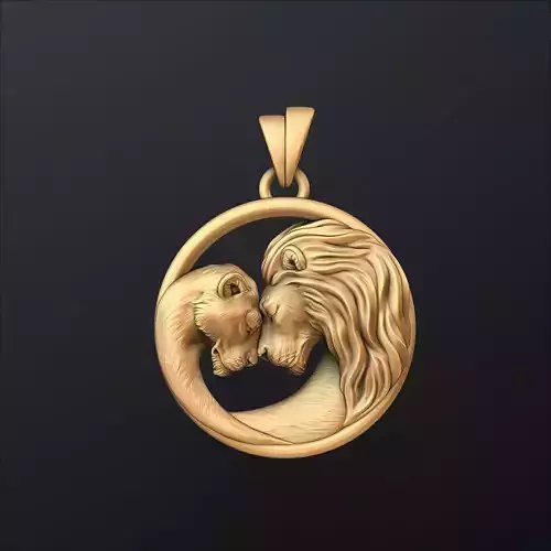 Lion Lioness Pendant 3D print model