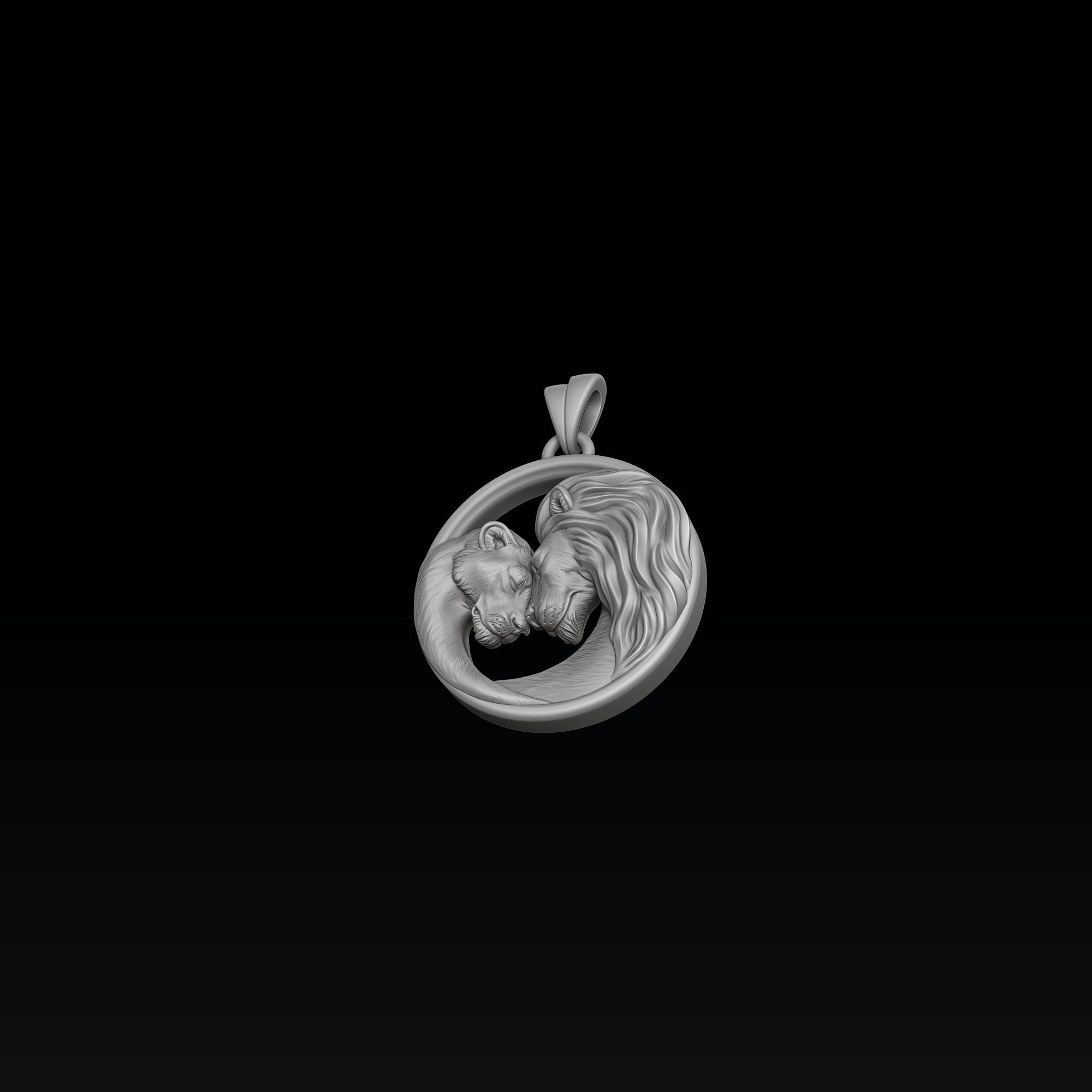 Lion Lioness Pendant 3D print model_3