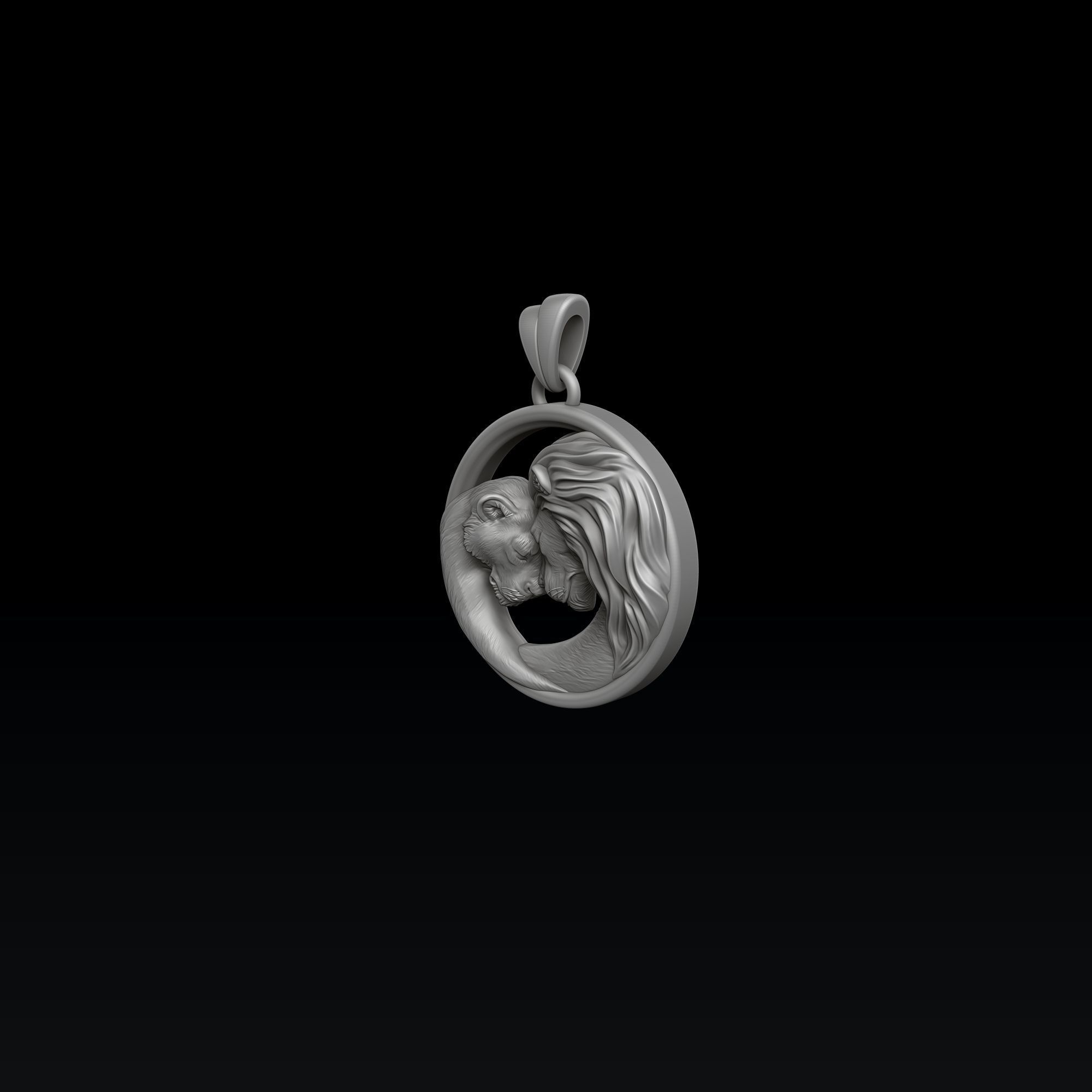 Lion Lioness Pendant 3D print model_4