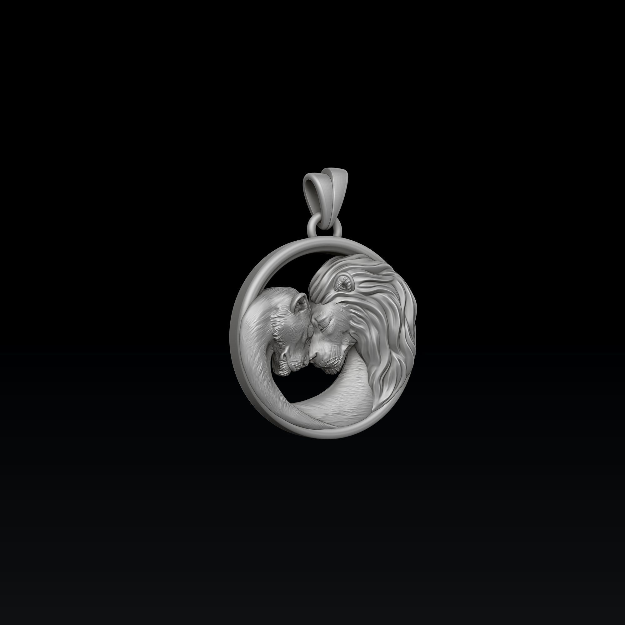 Lion Lioness Pendant 3D print model_5