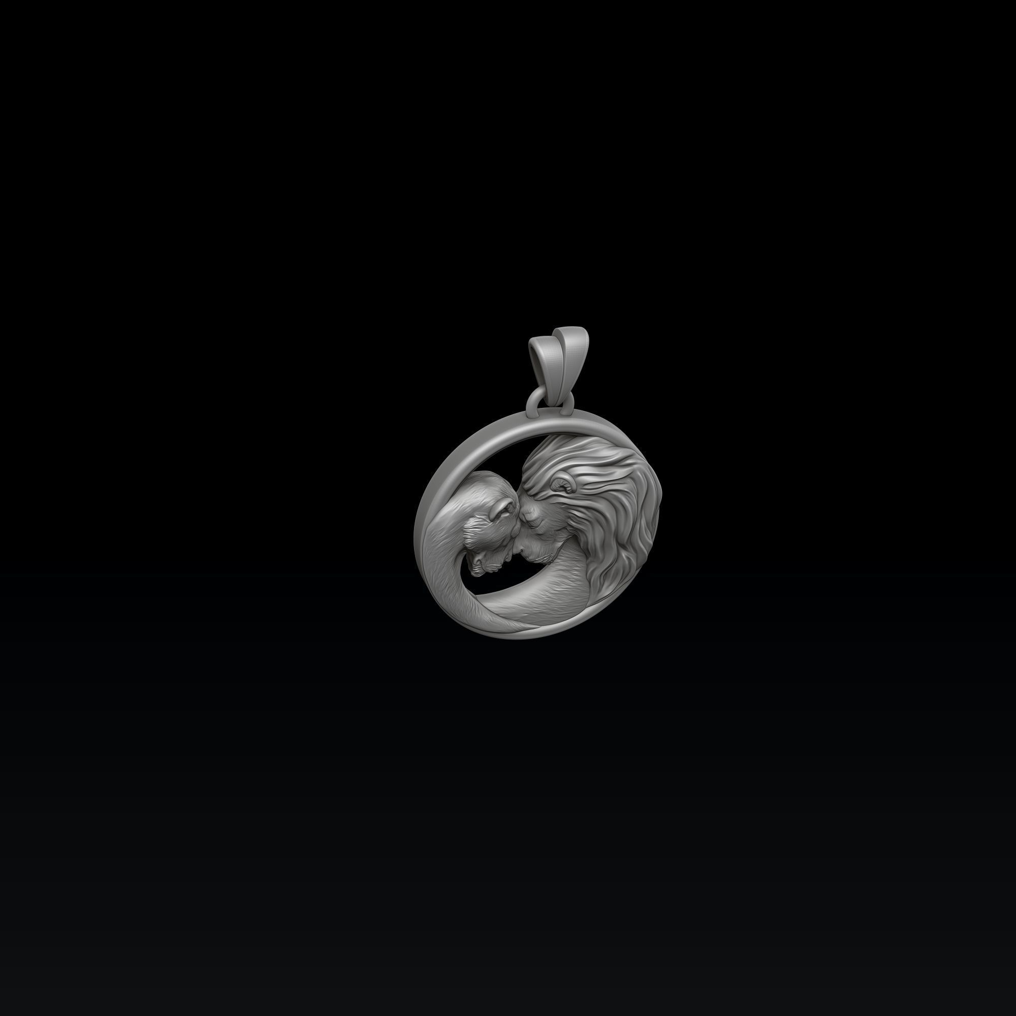 Lion Lioness Pendant 3D print model_7