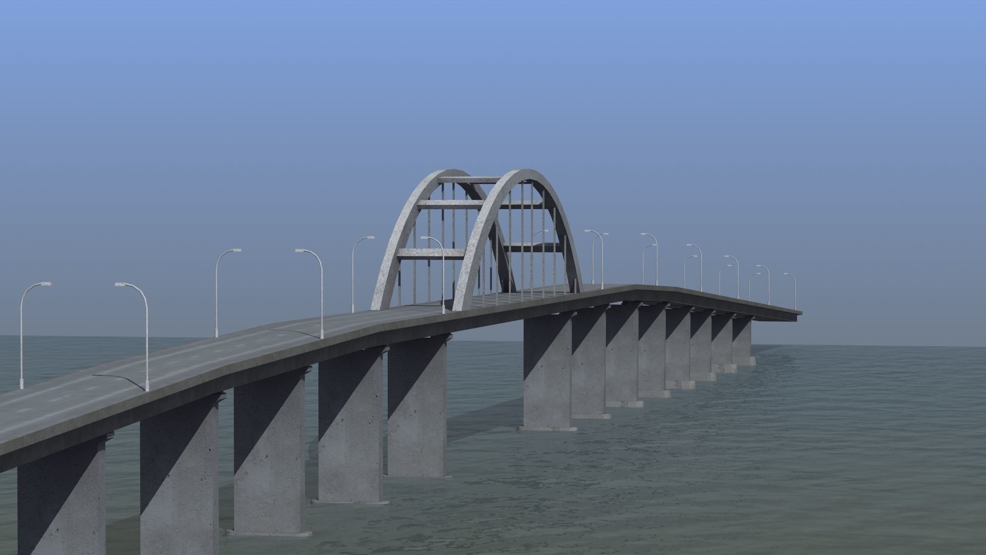 Road Bridge Low-poly 3D model_28