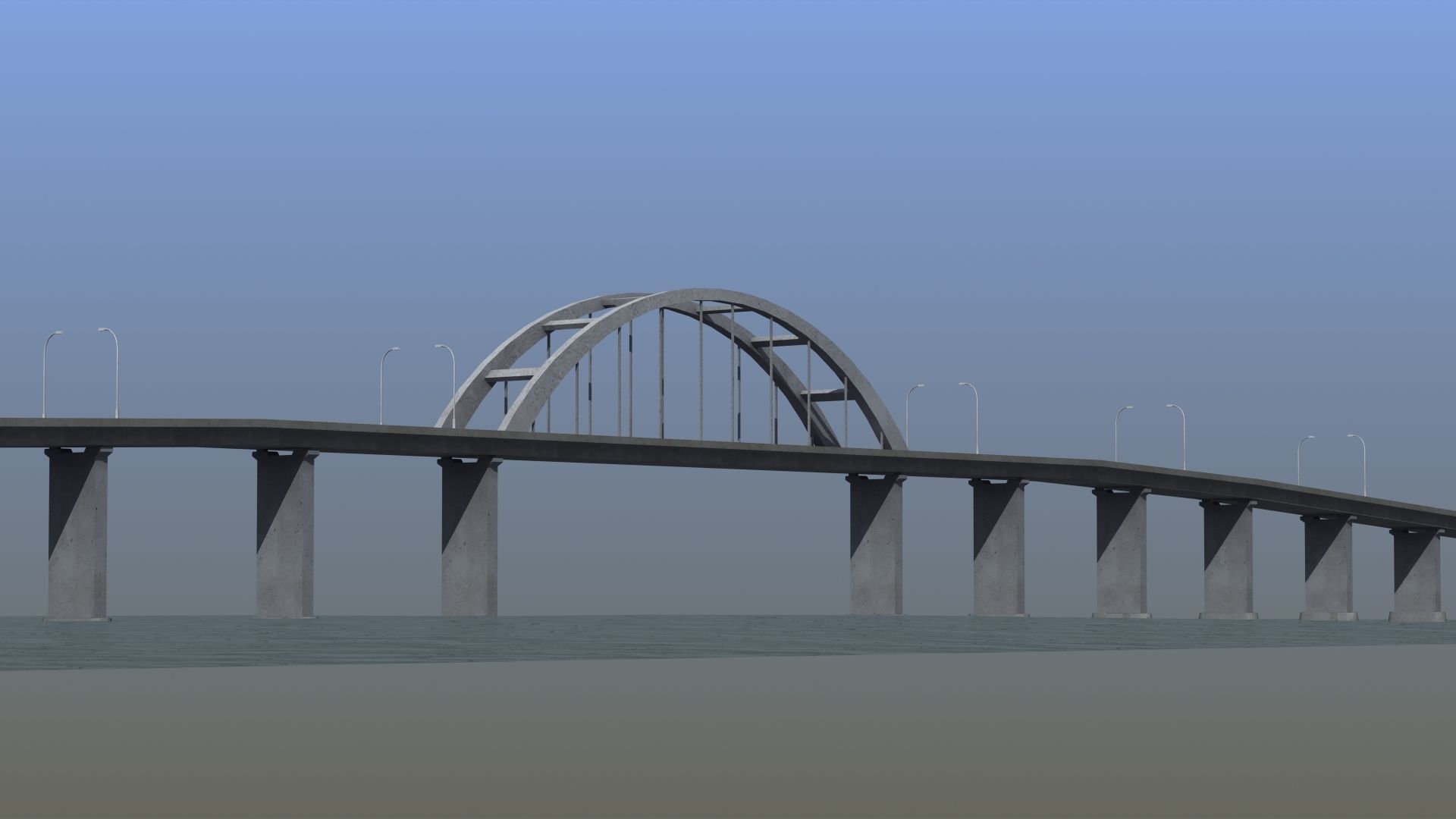 Road Bridge Low-poly 3D model_29