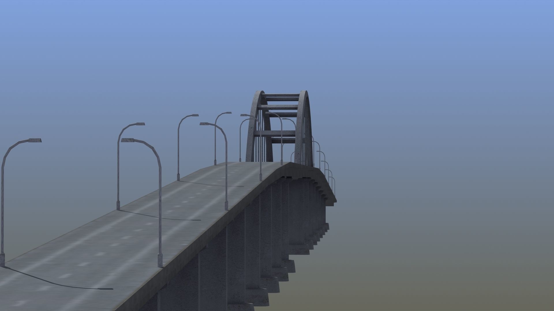 Road Bridge Low-poly 3D model_4