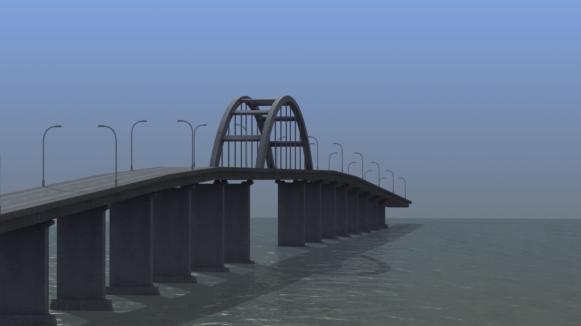 Road Bridge Low-poly 3D model_38