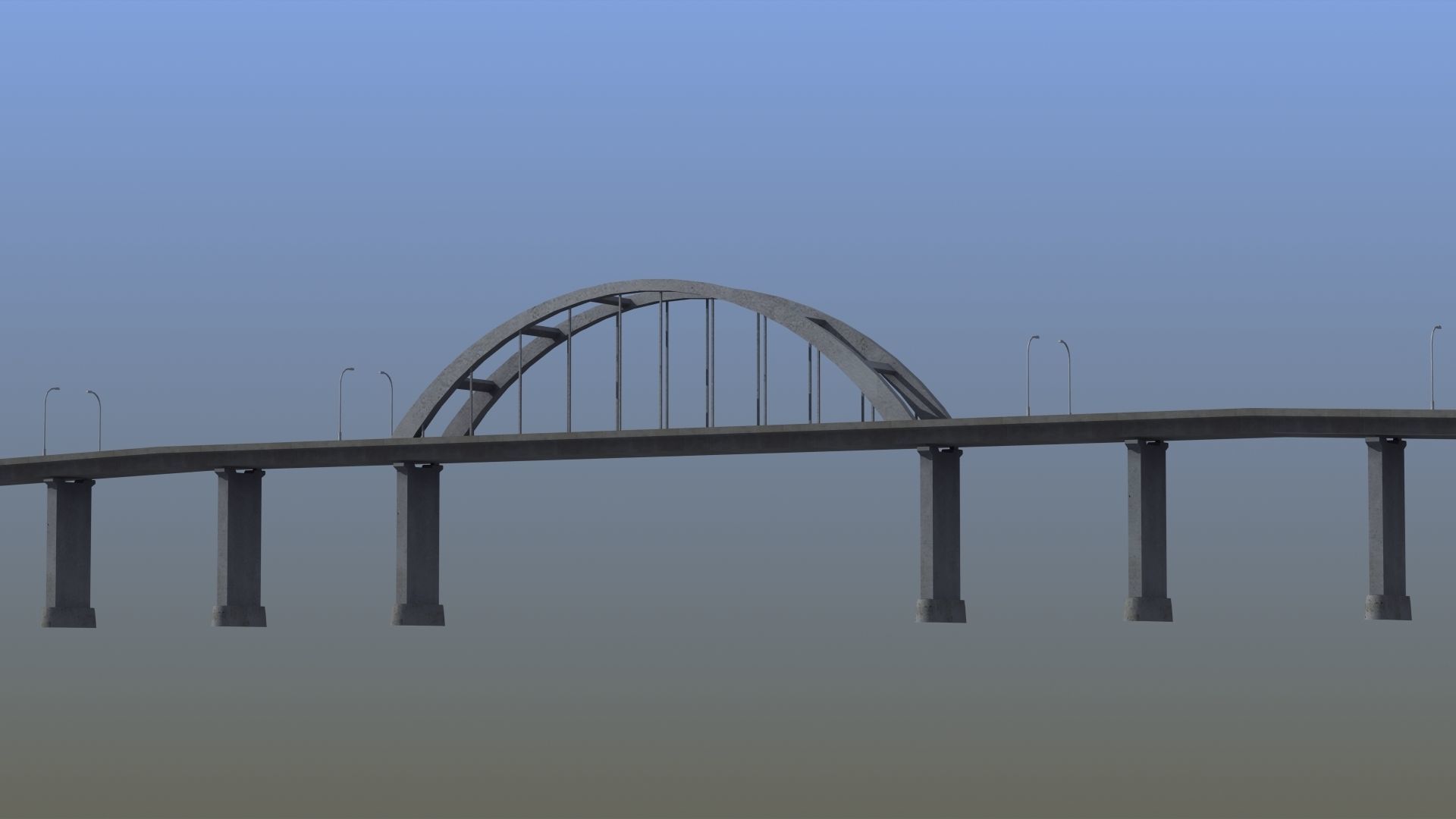 Road Bridge Low-poly 3D model_11
