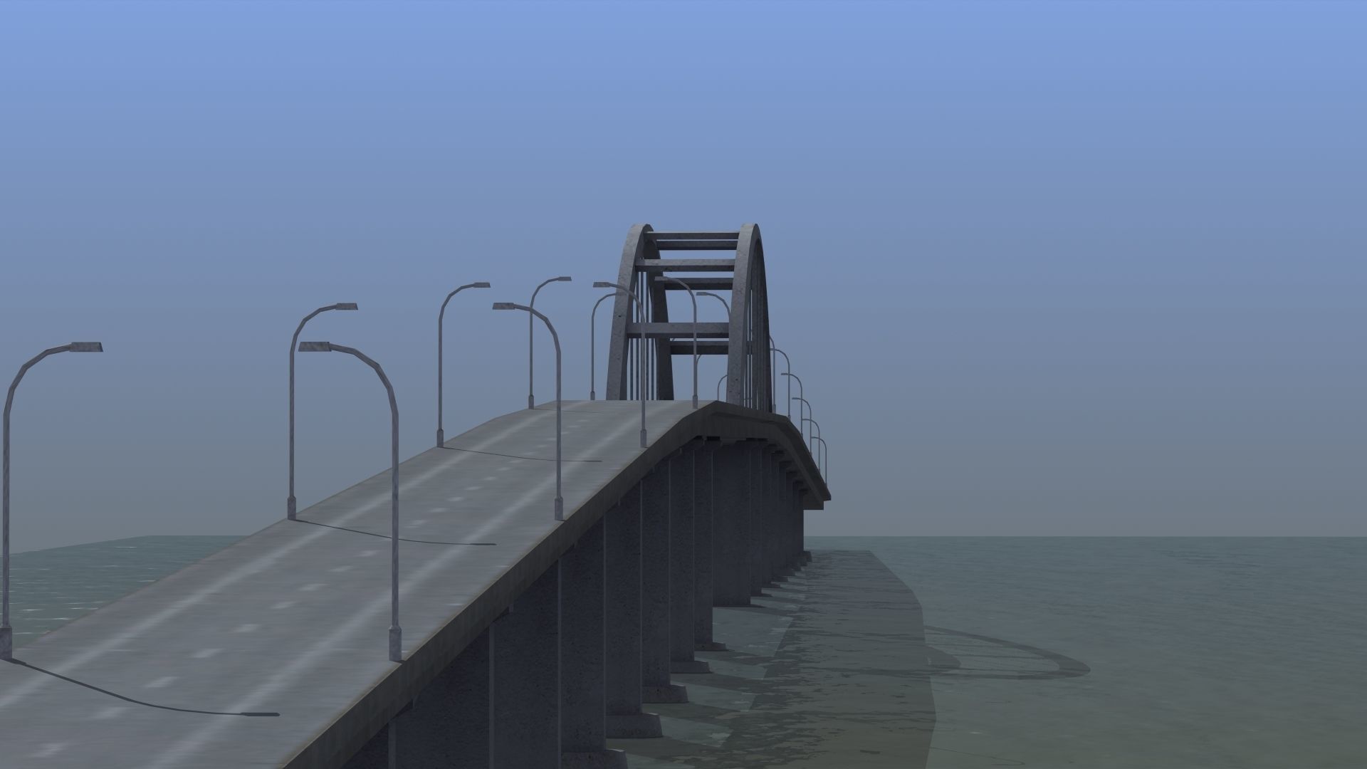 Road Bridge Low-poly 3D model_40