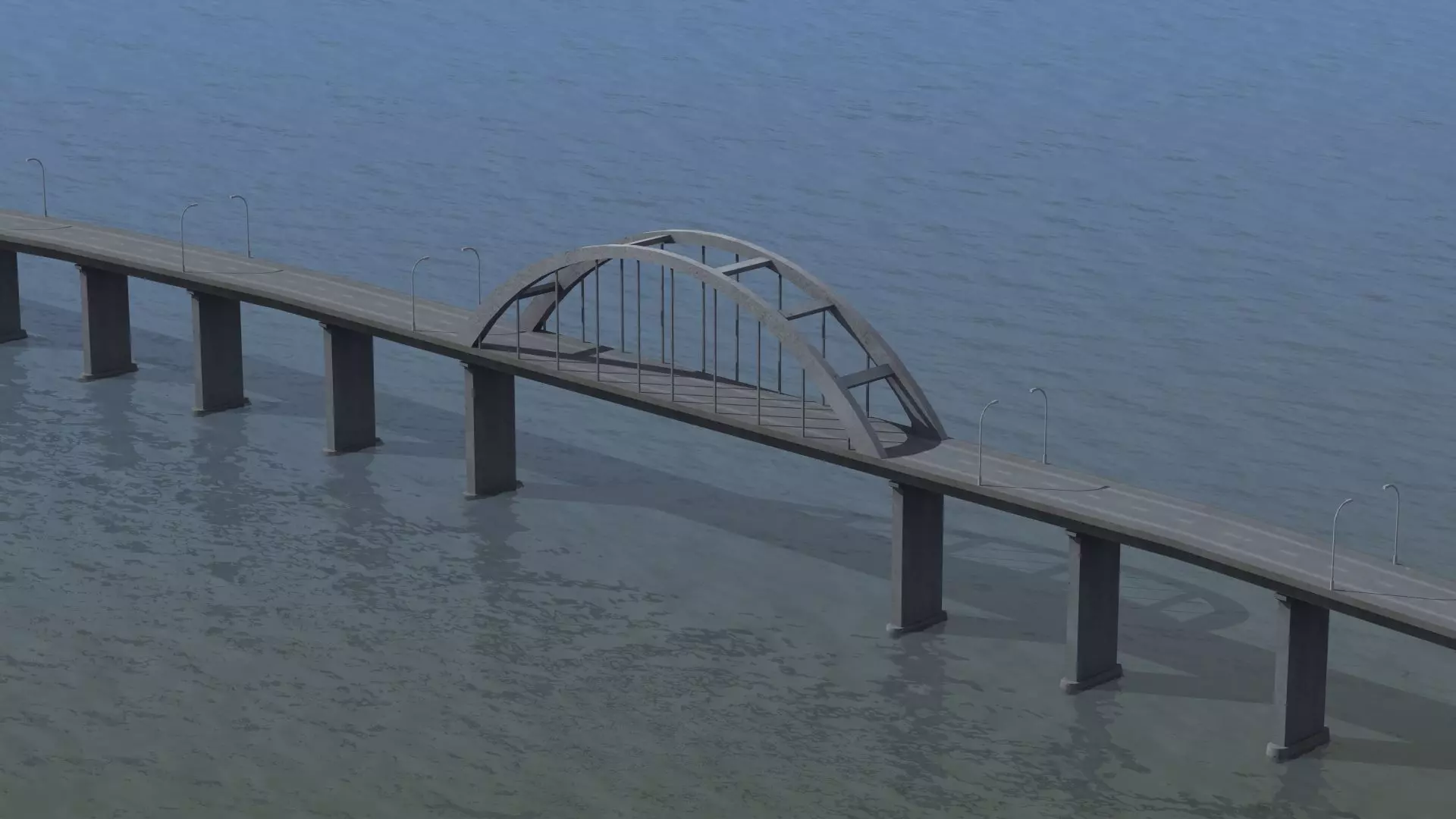 Road Bridge Low-poly 3D model_0