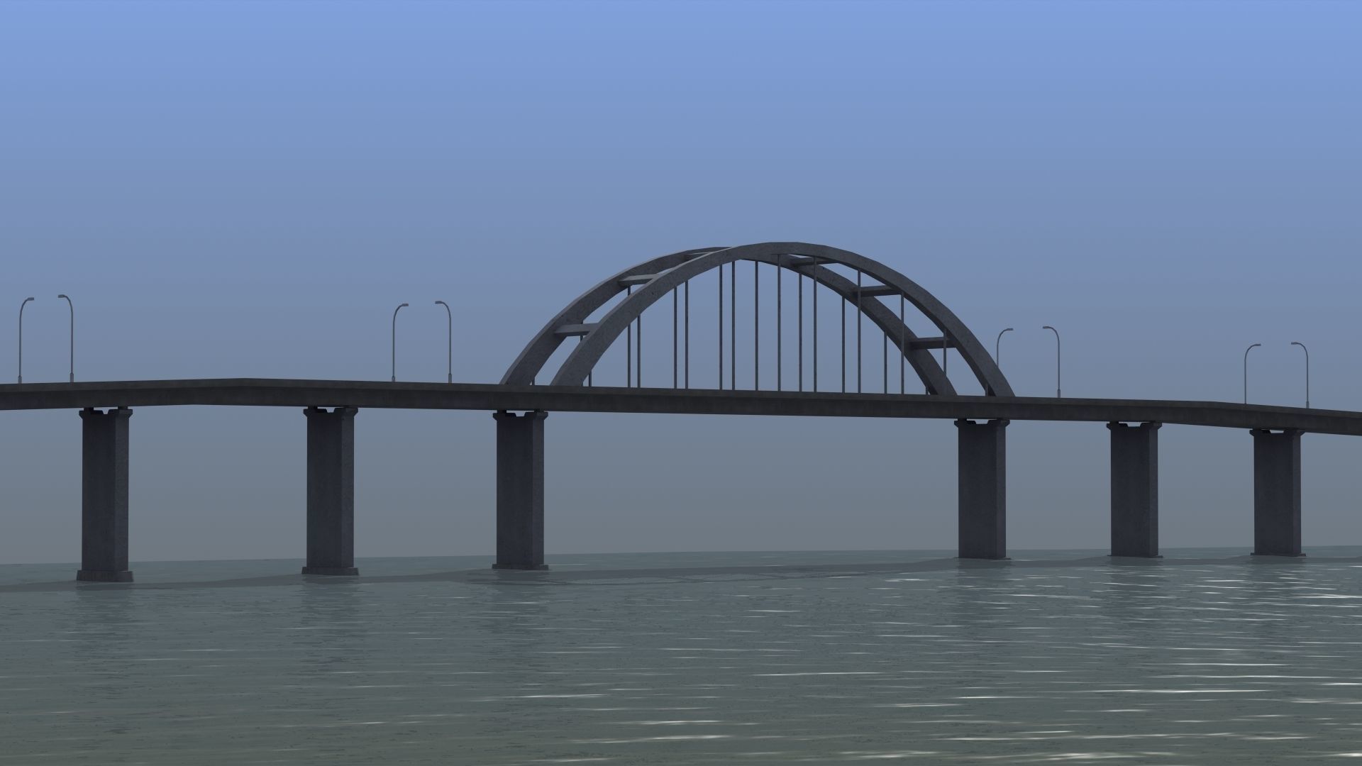 Road Bridge Low-poly 3D model_25