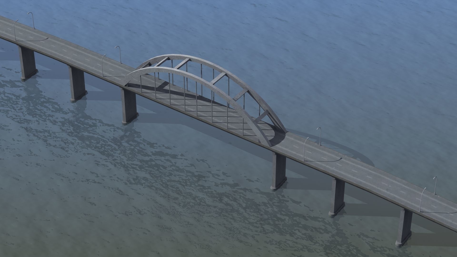 Road Bridge Low-poly 3D model_42