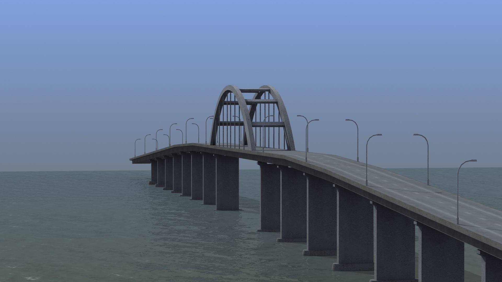 Road Bridge Low-poly 3D model_37