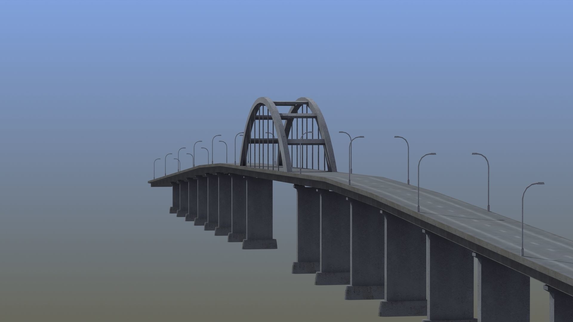Road Bridge Low-poly 3D model_18