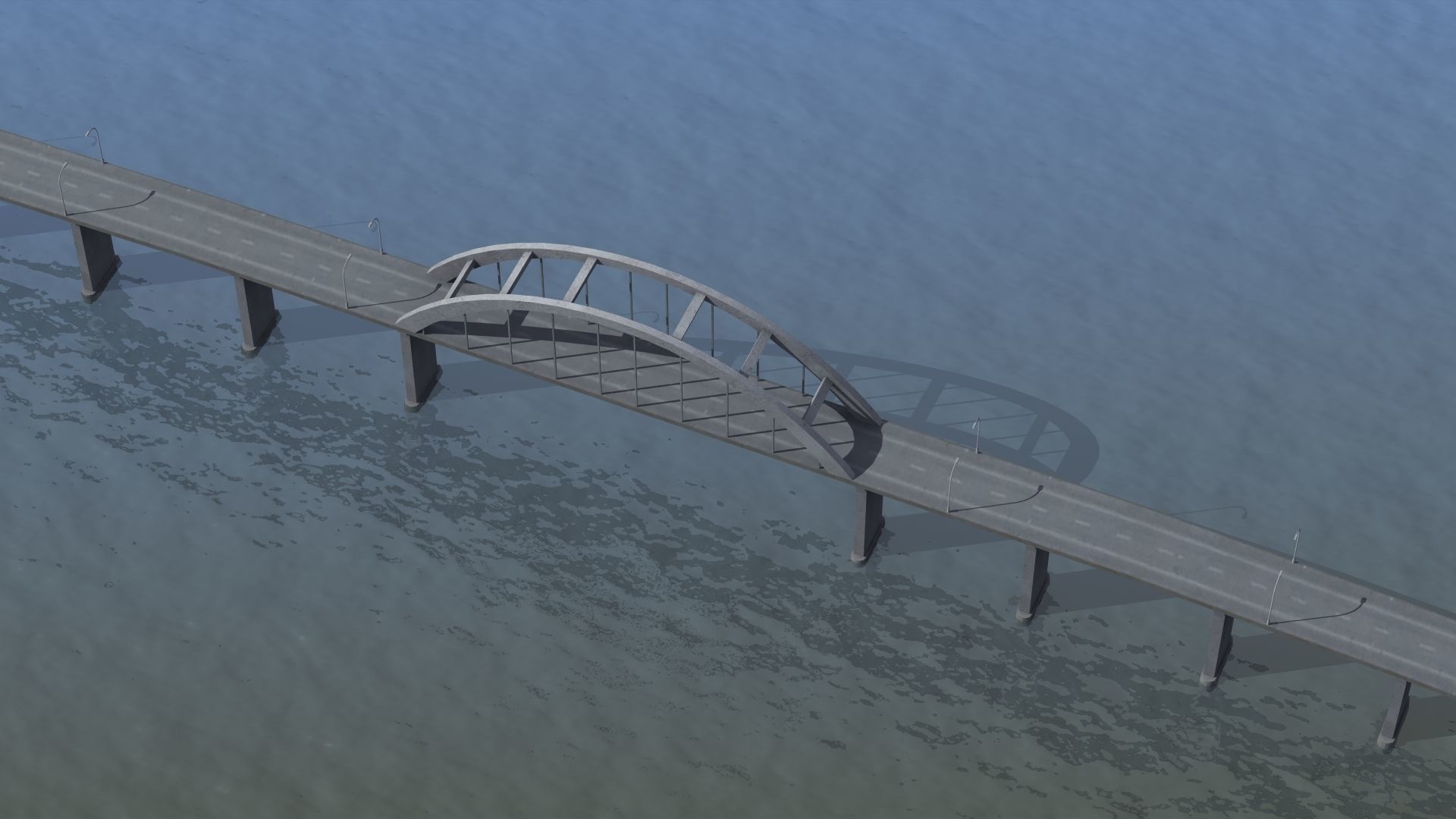 Road Bridge Low-poly 3D model_43