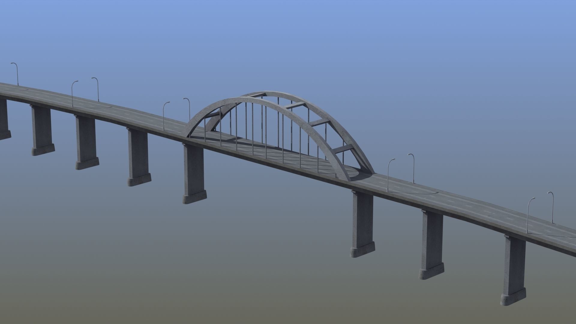 Road Bridge Low-poly 3D model_10