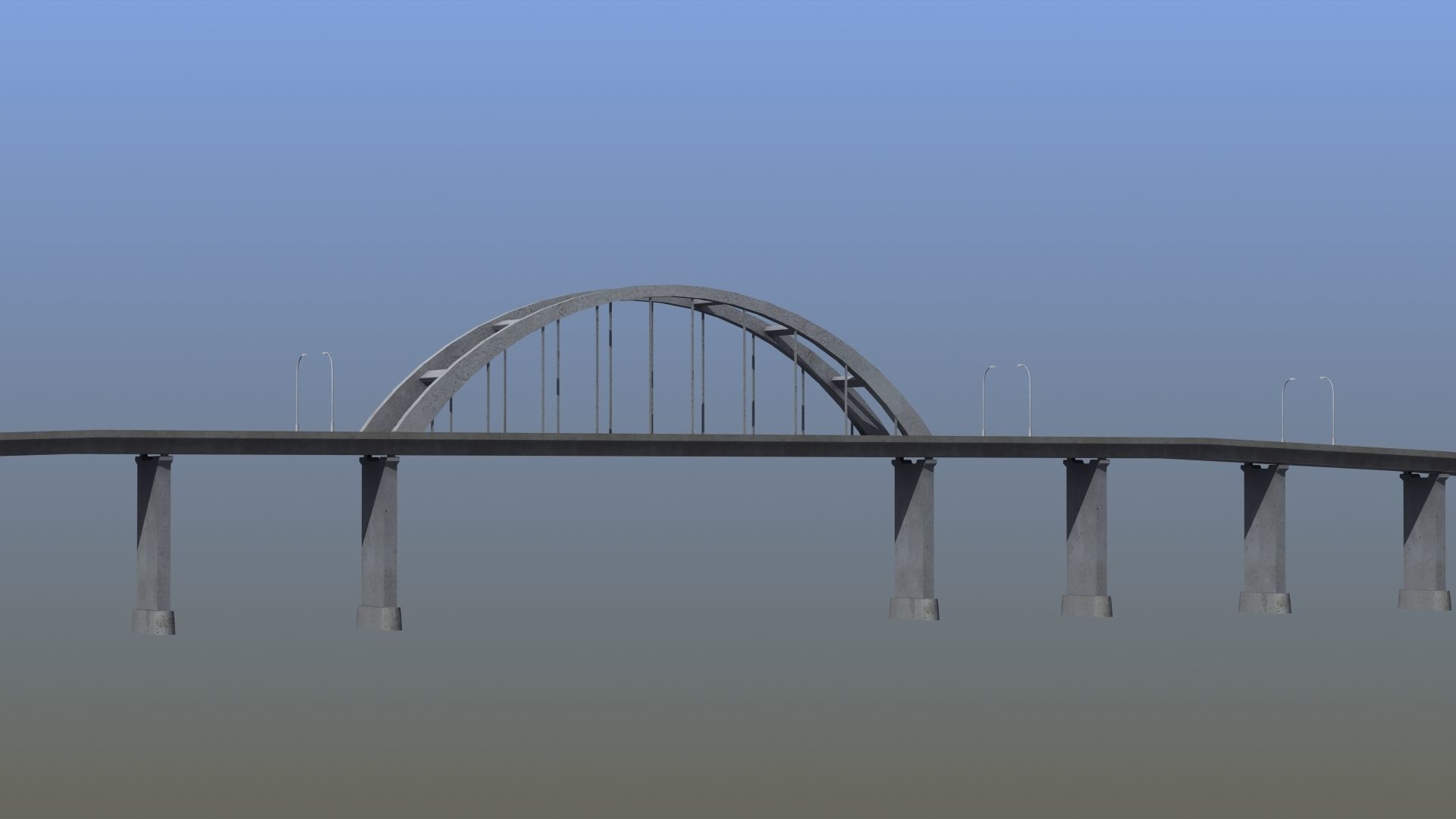 Road Bridge Low-poly 3D model_14