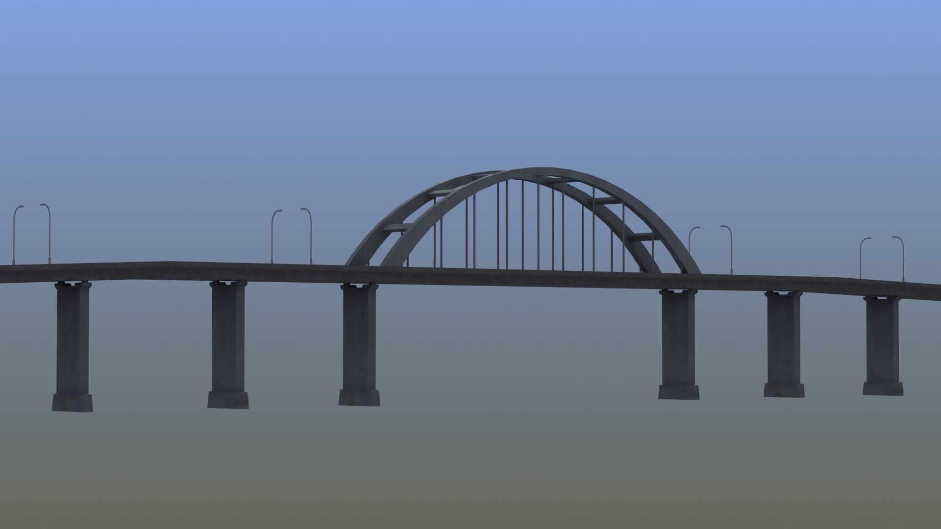 Road Bridge Low-poly 3D model_5