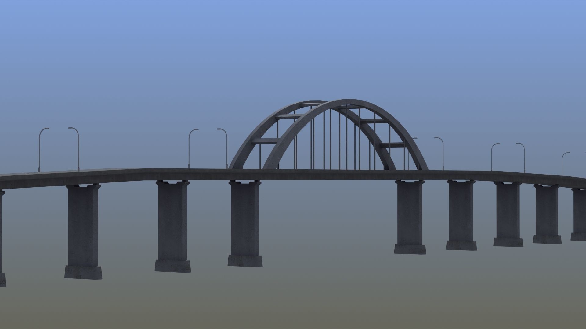 Road Bridge Low-poly 3D model_16