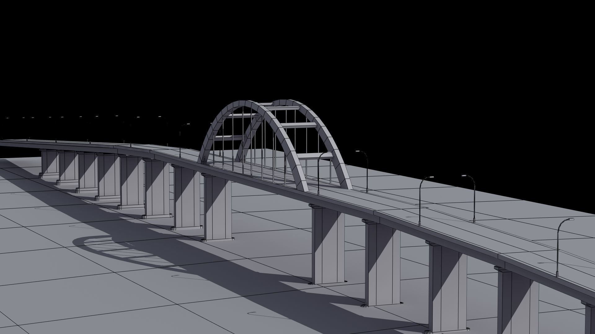 Road Bridge Low-poly 3D model_3