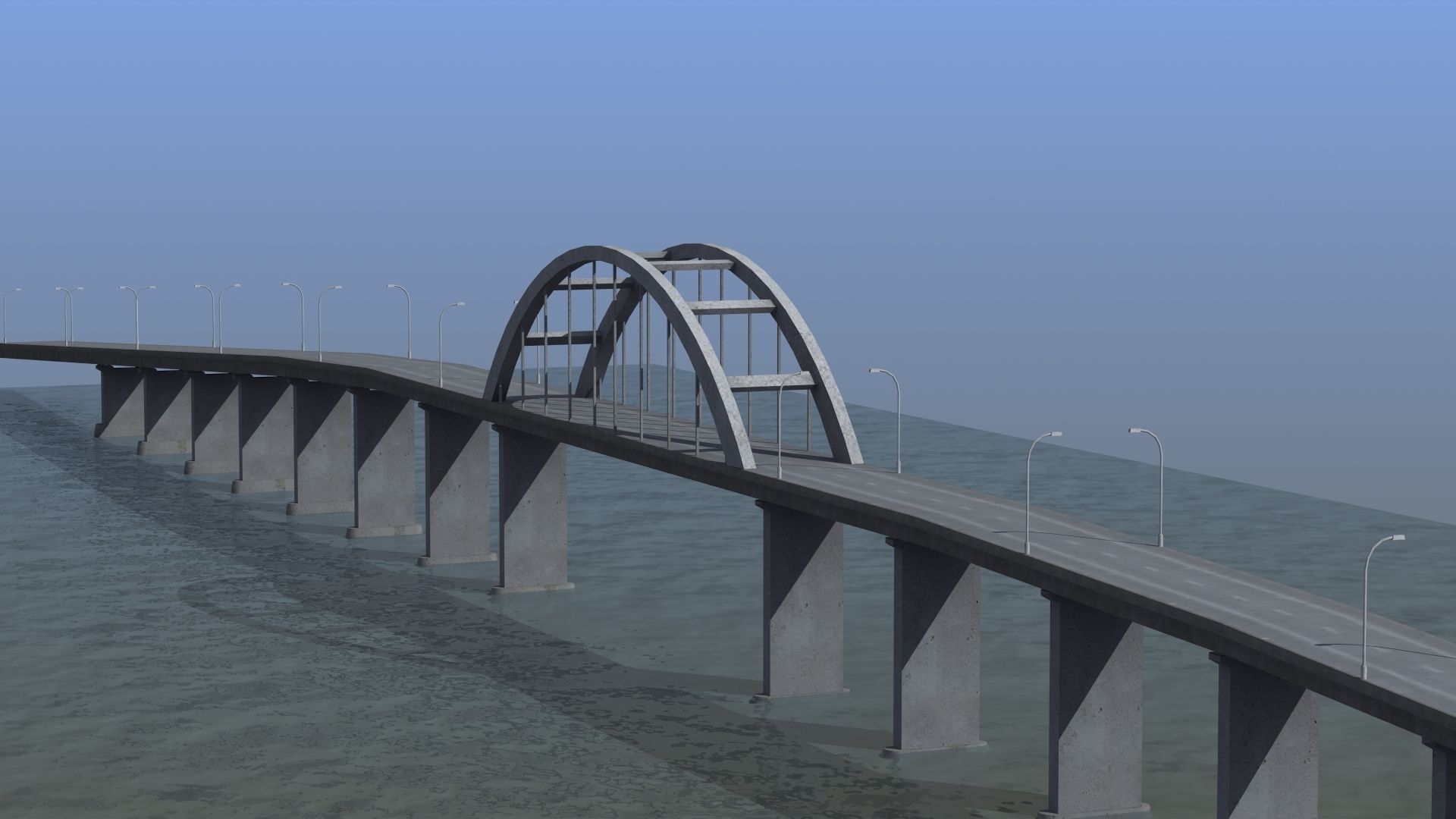 Road Bridge Low-poly 3D model_27