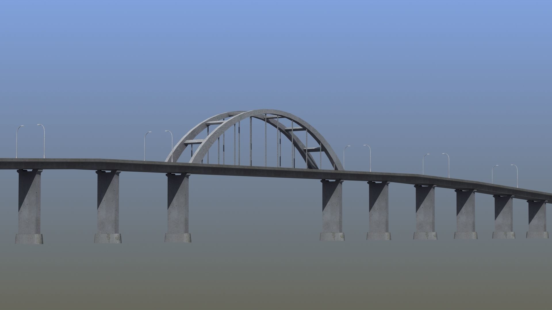 Road Bridge Low-poly 3D model_8