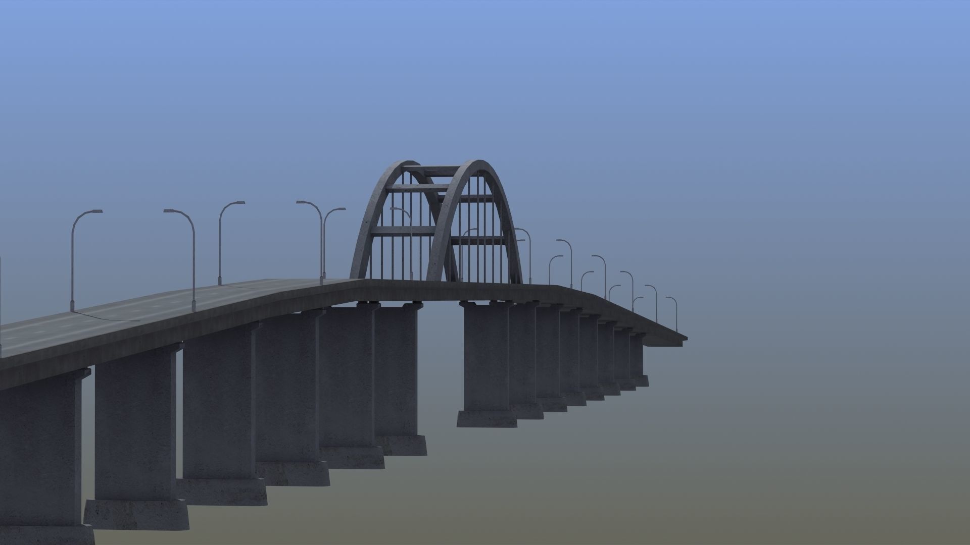Road Bridge Low-poly 3D model_19