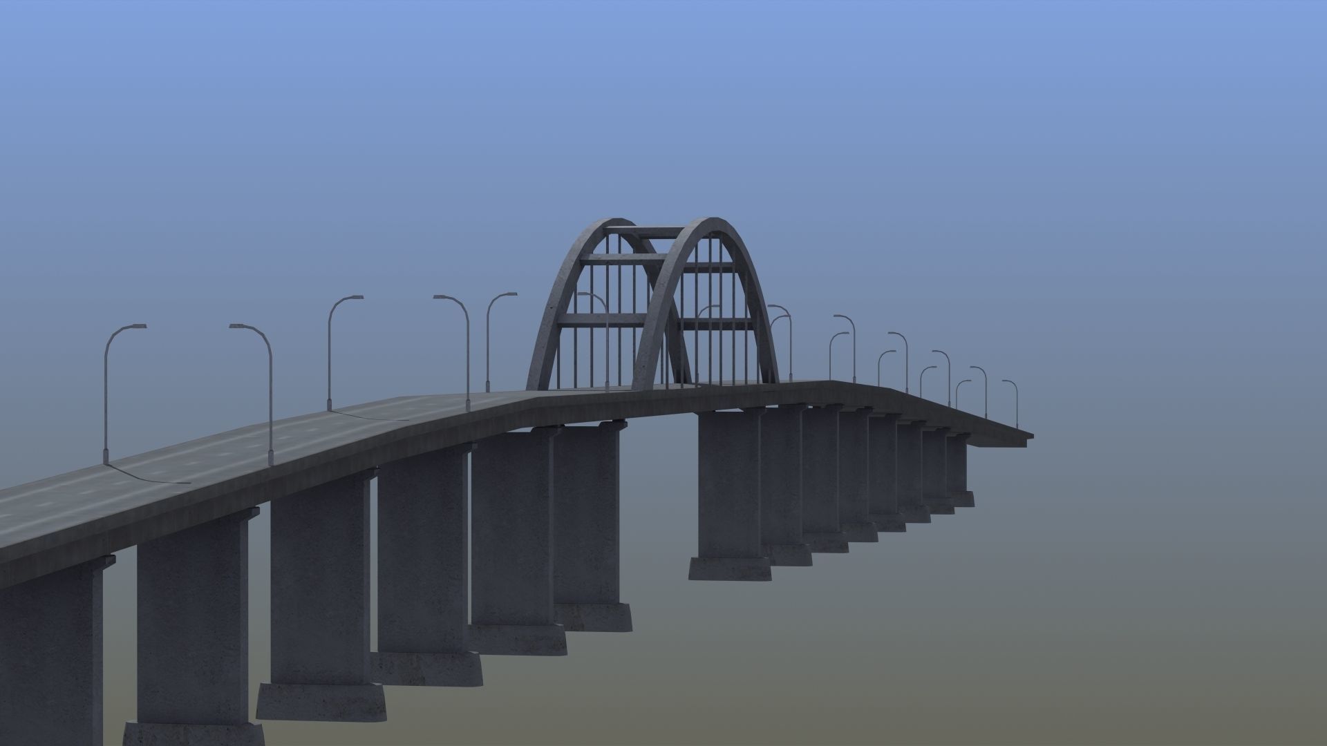 Road Bridge Low-poly 3D model_17