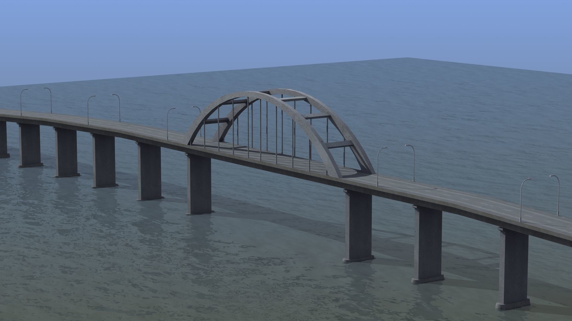 Road Bridge Low-poly 3D model_41