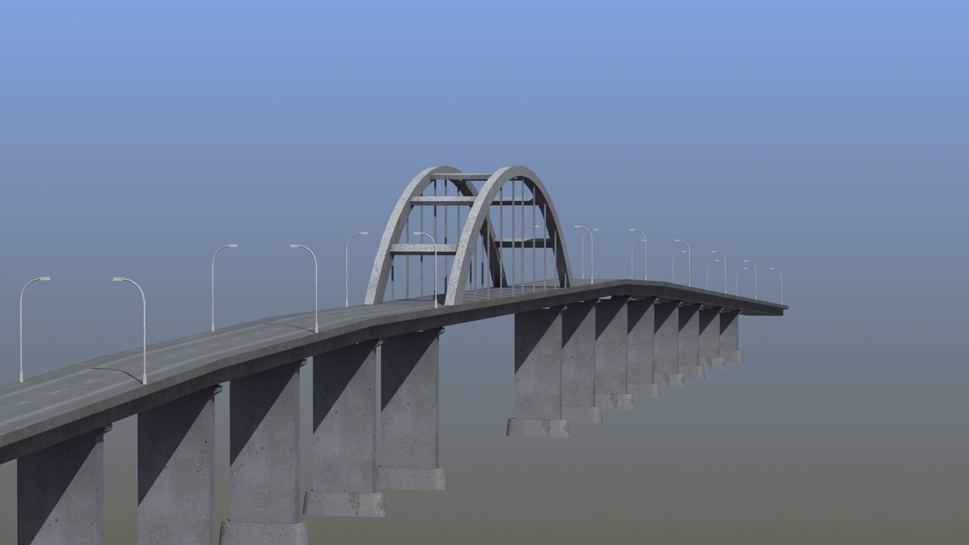 Road Bridge Low-poly 3D model_6