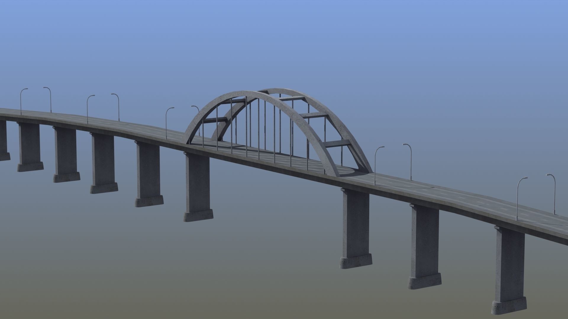 Road Bridge Low-poly 3D model_21