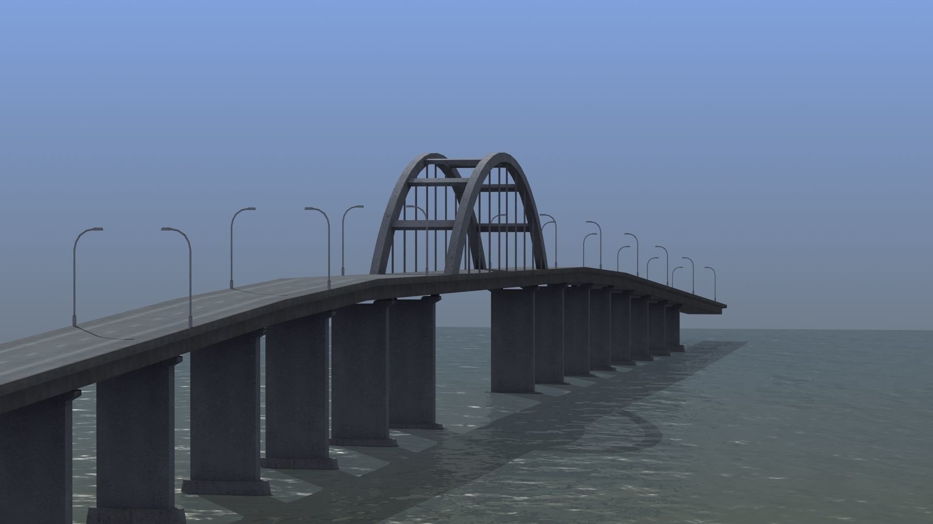 Road Bridge Low-poly 3D model_36