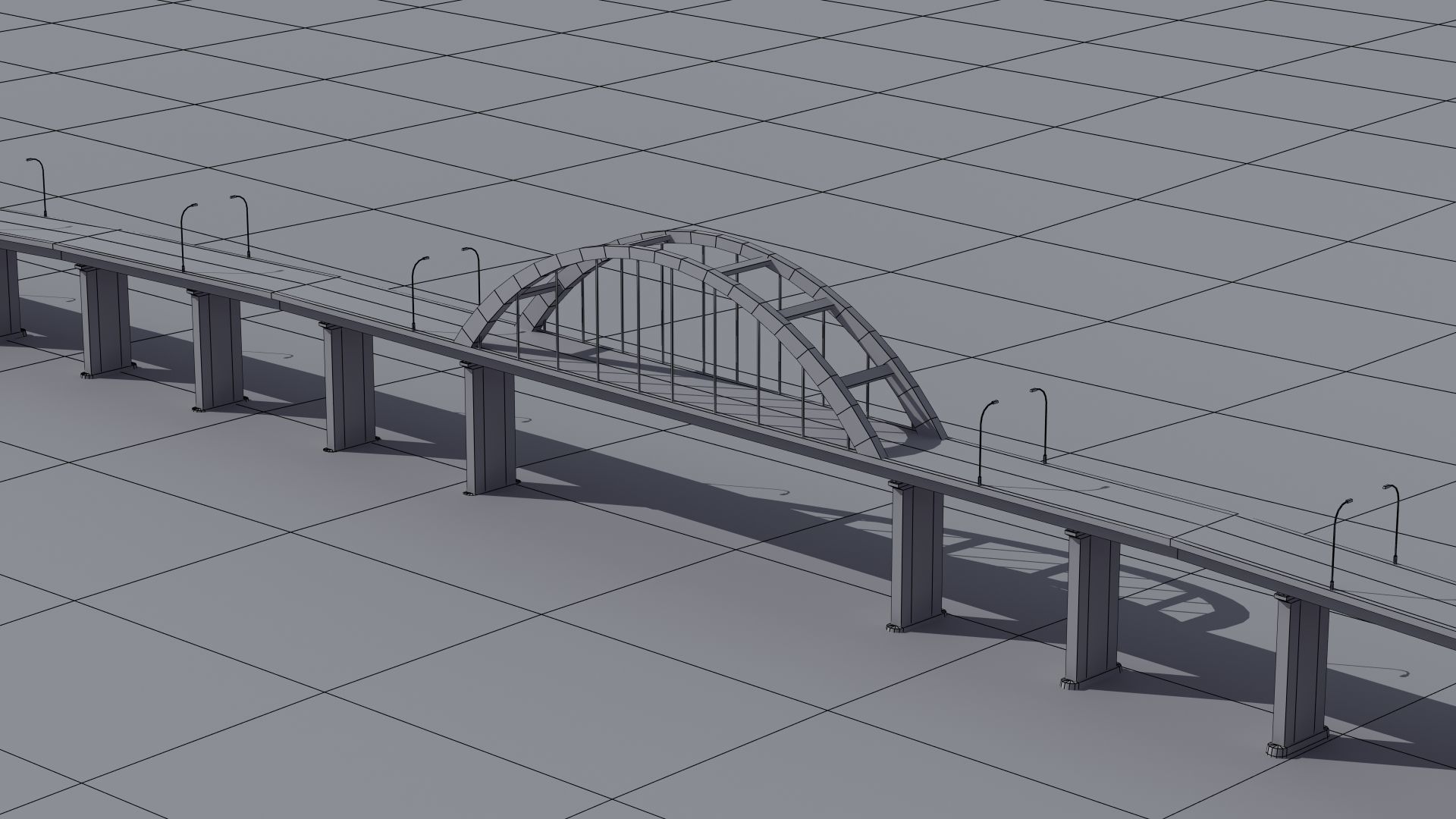 Road Bridge Low-poly 3D model_1