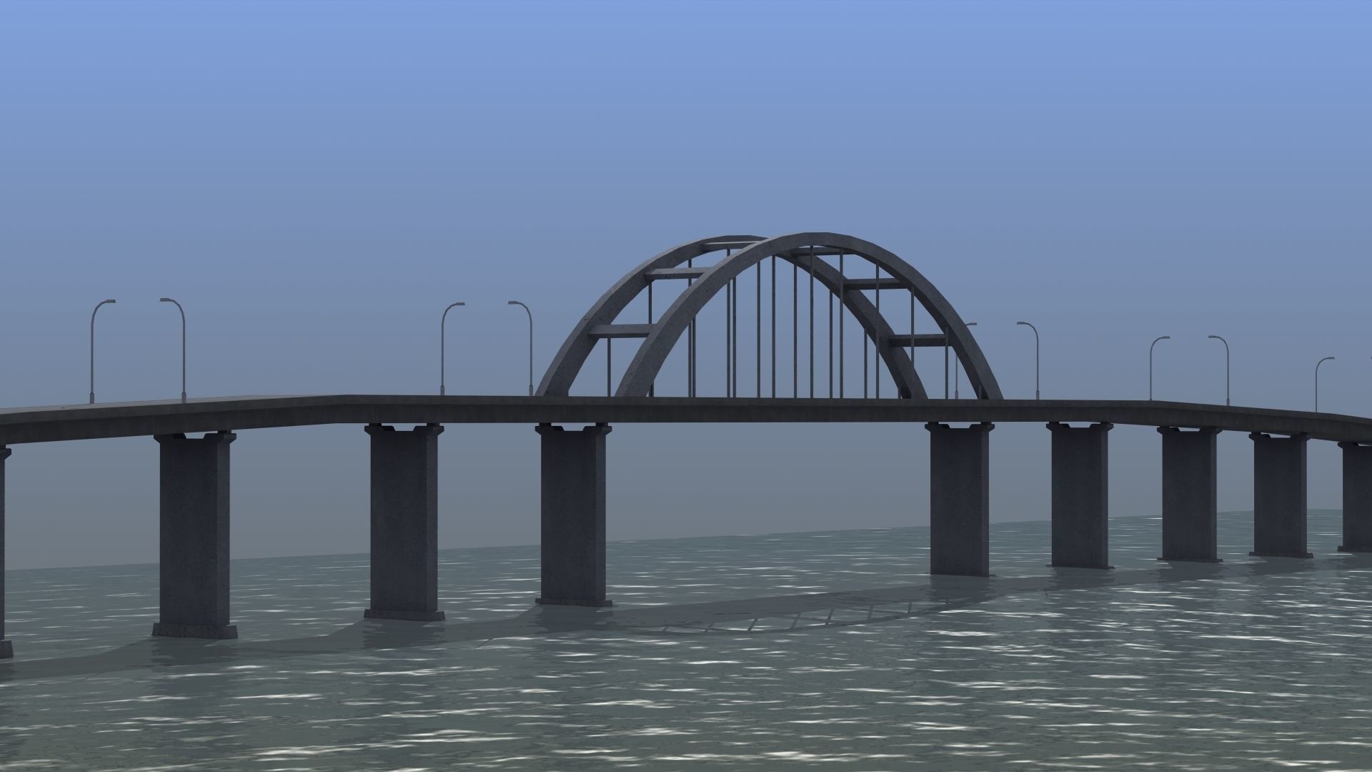 Road Bridge Low-poly 3D model_35