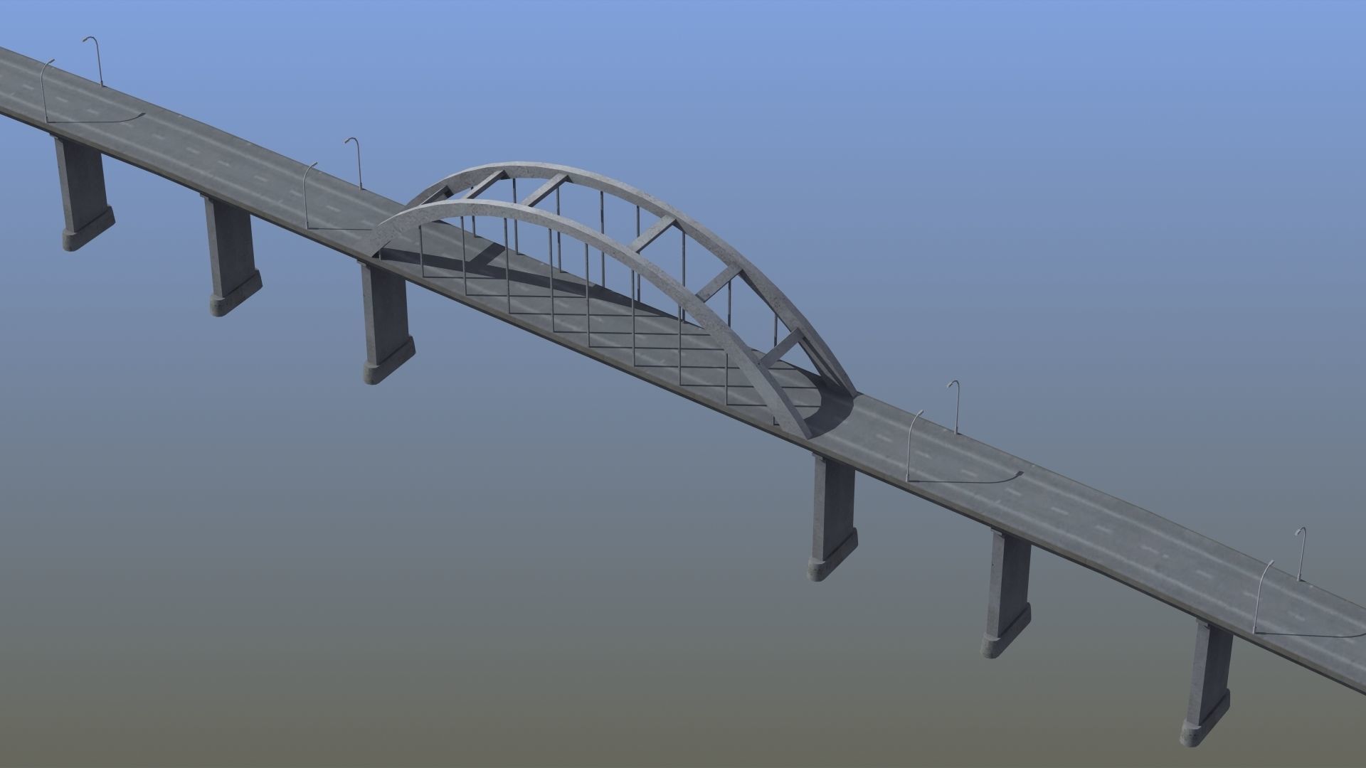 Road Bridge Low-poly 3D model_22
