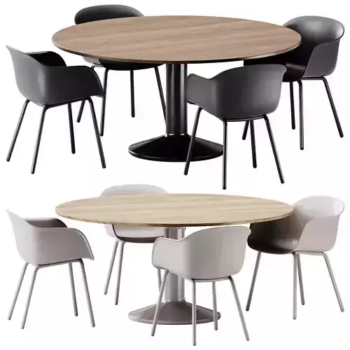 Midst Table and Fiber Armchair by Muuto