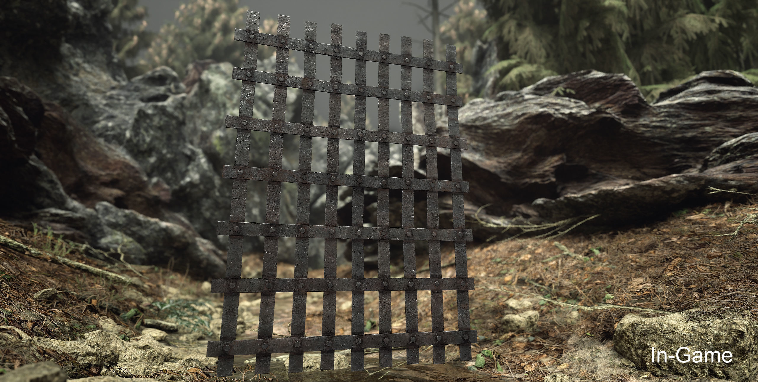 Metal Grid Low-poly 3D model_10