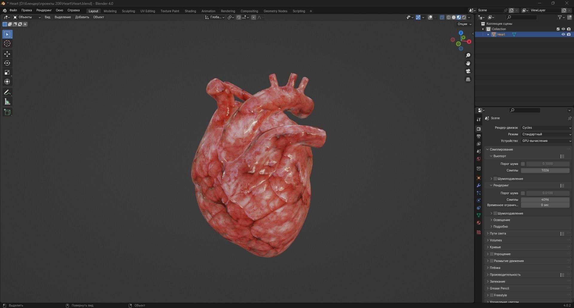 Heart Organ Low-poly 3D model_10