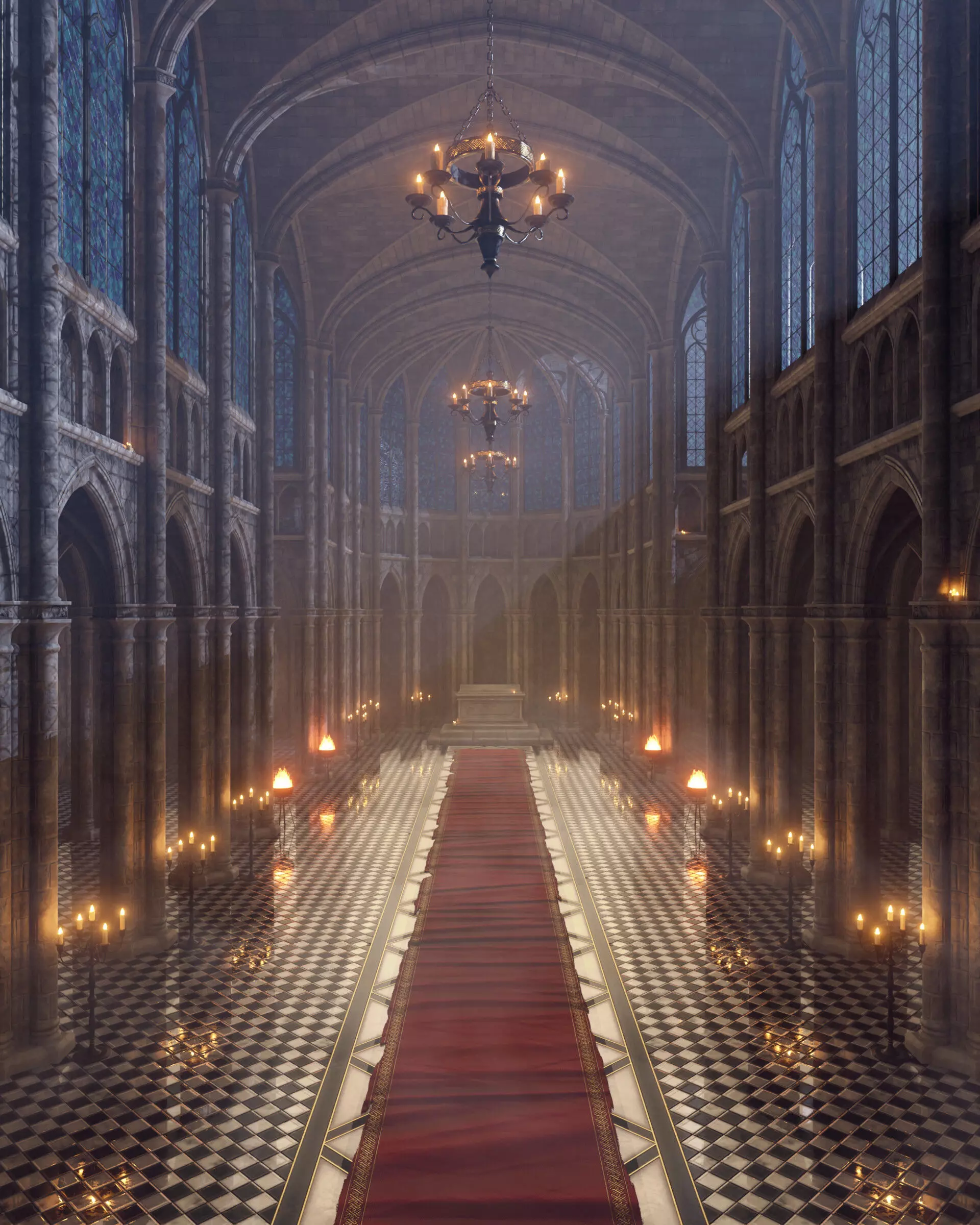 Modular Gothic Cathedral Low-poly 3D model