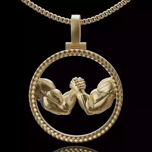 ARM WRESTLING  pendant silver gold jewelry printable 3D model