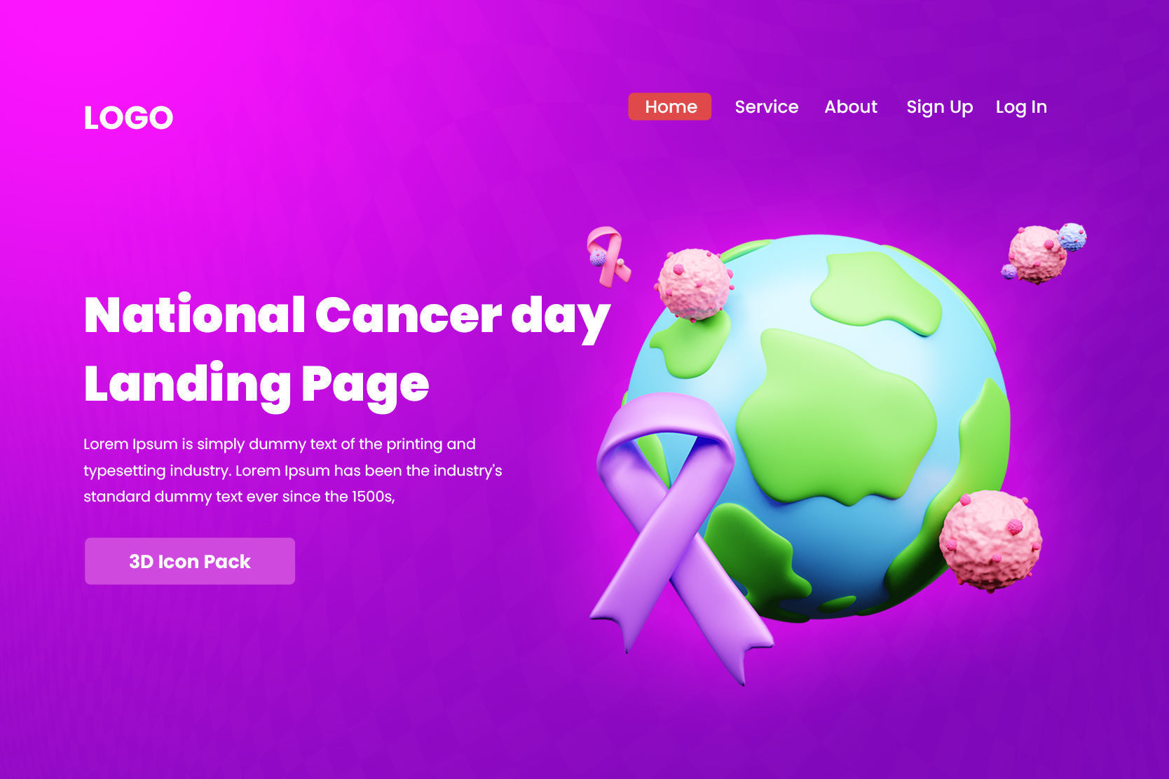 National cancer day Icon Pack Illustration  3D model_4