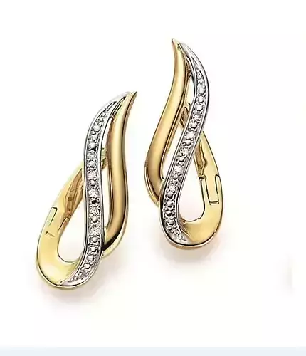 geometric earrings two metals with diamonds 1013