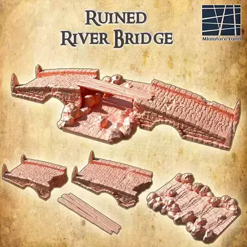 Ruined River Bridge Tabletop Terrain 28 mm