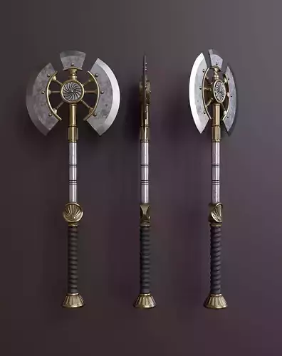 Fantasy style battle ax A1 3D model
