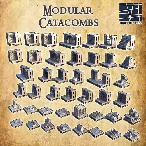 Modular Catacombs Tabletop Terrain 28 mm 3D print model