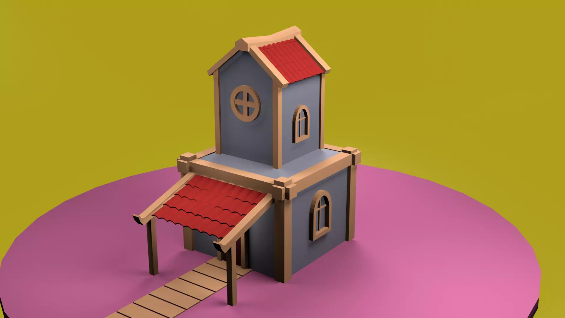 Low poly game ready house Free low-poly 3D model_0